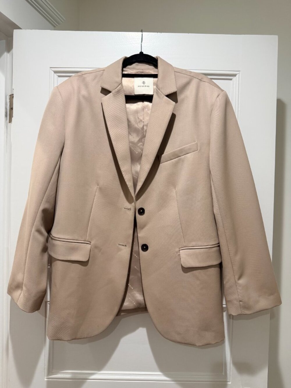 ANINE BING Oversized Wool Blazer | Beige/Taupe | Size L